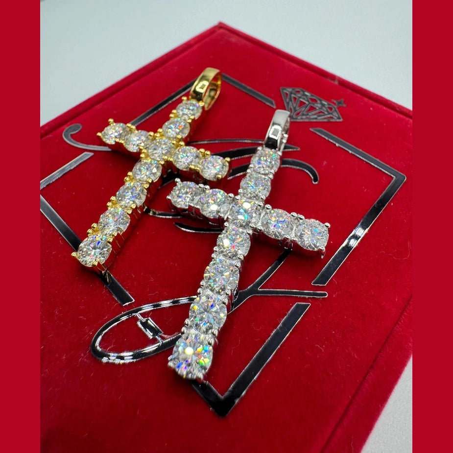 Moissanite Cross Pendant Necklace